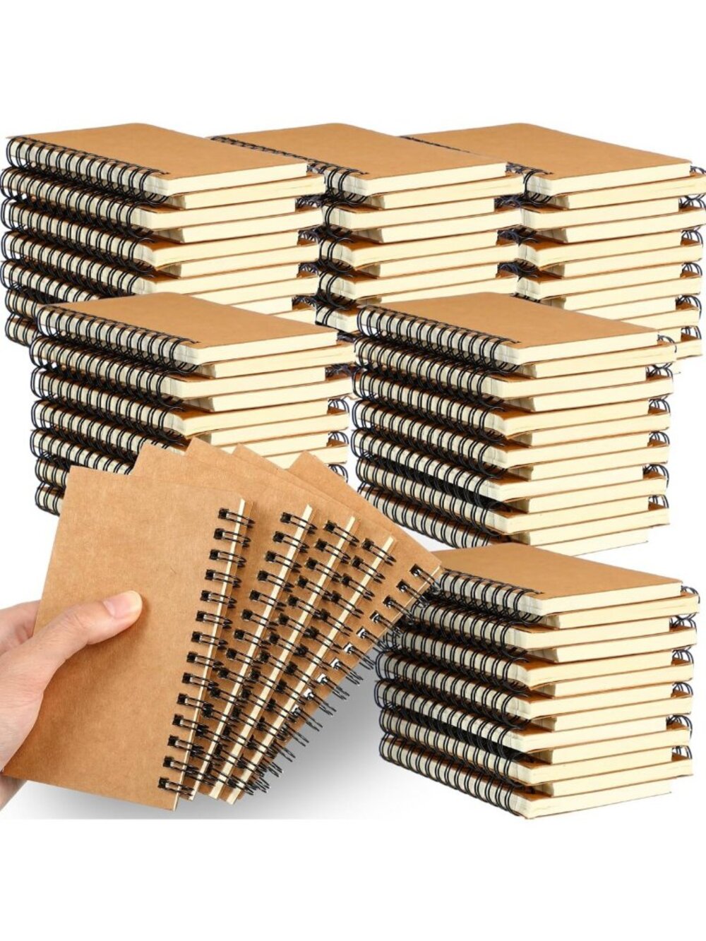 150 Pcs Mini Spiral Notebooks, 3x5 Memo Pads in Kraft Color - Perfect for Notes!